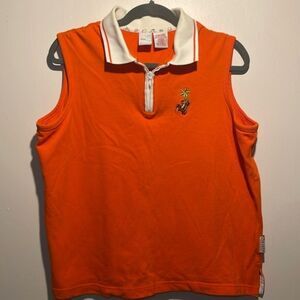 Disney- Vintage Neon Orange Tigger Design Collared Embroidered Vest- XL